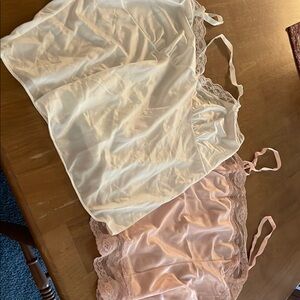 Olga Cream and Pink Lace Chemise